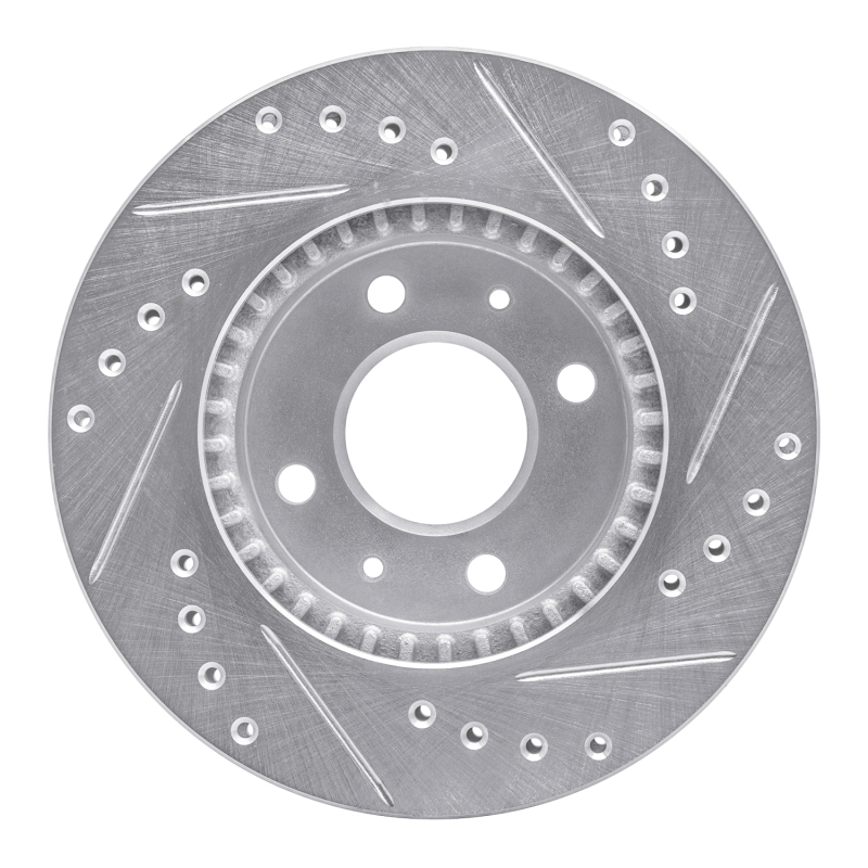 Nissan Lucino Brake Rotor (1) - Front Left - R1 Concepts - Drilled & Slotted - Silver - `95-`00